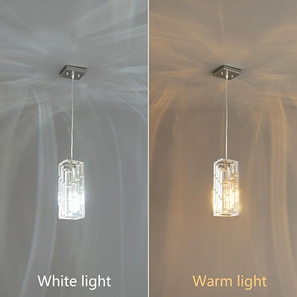 Brass Nickel Pendant Lighting Modern Pendant Light, Mini Crystal Chandeliers, Adjustable Pendant Light Fixture for Kitchen Island Dinning Room Bedroom (2 Pack)