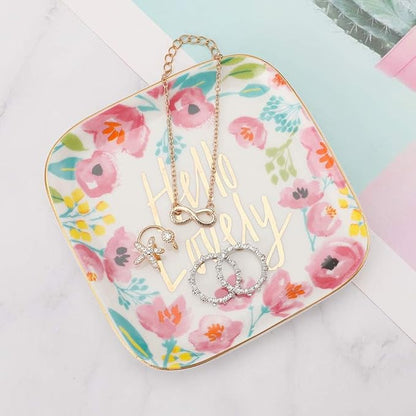 Stephanie Imports Hello Lovely Ceramic Trinket Plate and Decorative Jewelry Dish