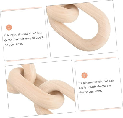 Wood Chain Link Decor Neutral Aesthetic Home Ornament for Living Room Bedroom and Office Display for Minimalist and Farmhouse Decor Natural Wood