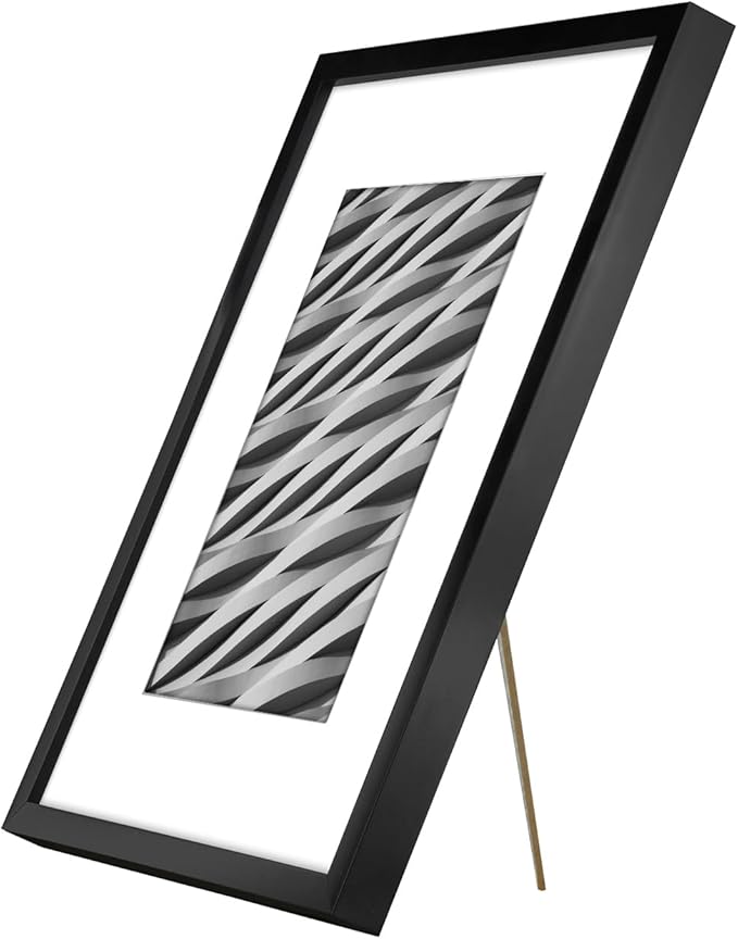 Americanflat 8x10 Picture Frame with Shatter-Resistant Glass - Set of 2 - Use as 5x7 Frame with Mat or Display 8x10 Photo Without Mat - Streamline Collection - Tabletop or Wall Display - Black