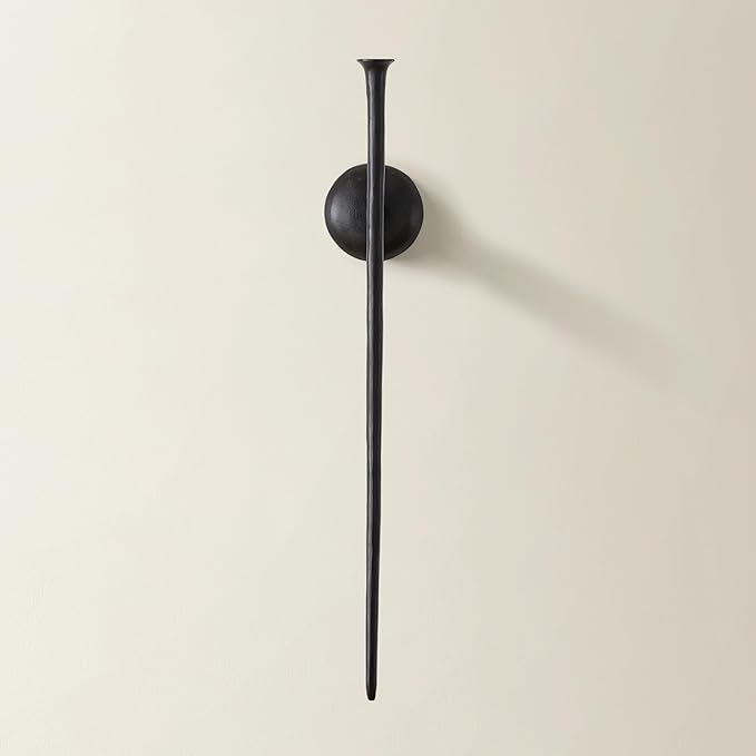 Z Gallerie One Piece Aspar Wall Sconce Long Candle Holder in Black Finish, Retro Chic Wall Decor for Living Room,Vintage Candle Wall Sconce with Timeless Appeal(Candles not Included)