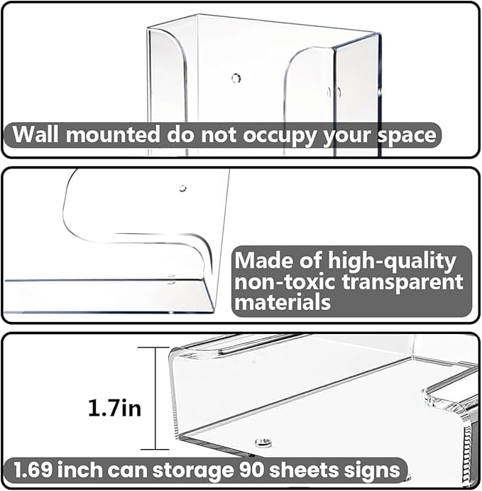 6 Packs Acrylic Brochure Holders 4x6 inches Wall Mount Pamphlet Holder Brochure Holder, Slide-in Interlocking Flyer Holder, for Magazine, Pamphlet, Booklets, Menu, Journals.