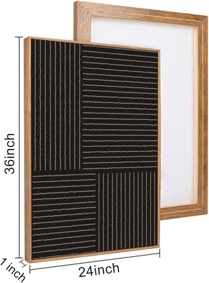 HLNIUC Large Black and White Neutral Wall Art 3 Piece, Boho Abstract Canvas Wall Decor, Minimalist Geometric Line Painting, Mid Century Modern Art Print for Living Room, Bedroom, Office 24x36 In