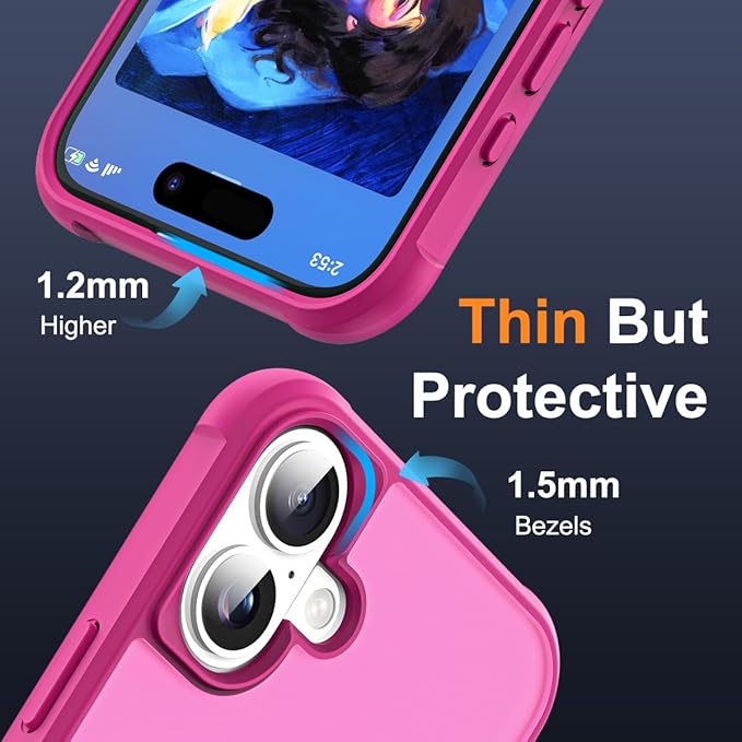 Compatible with iPhone 17 Case with Invisible Magnetic O-Ring Stand Military-Grade Translucent Phone Case for iPhone 17 6.3" [Compatible with Mag-Safe][Great Grip Feeling], Rose