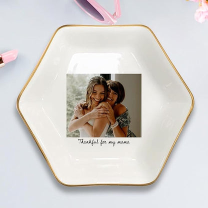 Personalized Photo Sister Jewelry Dish, Thankful for My Sister Appreciation Trinket Dish Unique Keepsake Gift for Sisters Bestie Best Friend Women Siblings Soul Sister Christmas Birthday
