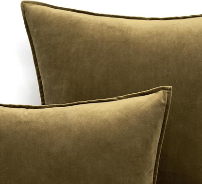MIULEE Pack of 2 Olive Green Christmas Decorative Velvet Throw Pillow Covers Soft Pillowcases Solid Square Eruo Sham Cushion Case for Winter Sofa Bedroom Car 24x24 Inch