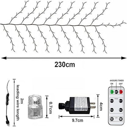 GOESWELL Enchanted Willow Vine Lights with Remote: 7.5Ft 144 LEDs Brown Twig Tree Branch Lights with Timer Dimmer for Indoor Living Room Bedroom Forest Boho Farmhouse Christmas Decor