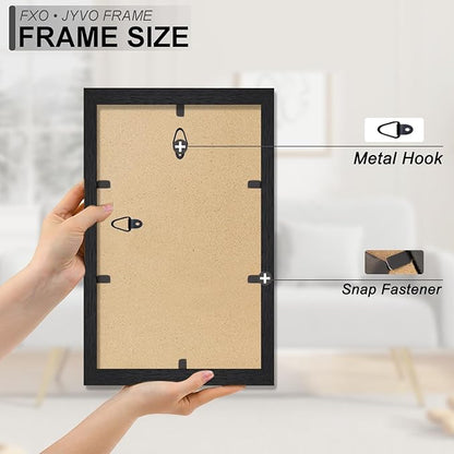 Engineered Wood 8x14 Picture Frame Set of 2, Black Frame for 8 x 14 Inch Picture Poster Photo, Light Weight 8 by 14 Frame with Wood-grain for Wall - 2 Pack/Black/8"x14"