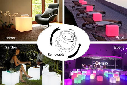 YESIE 16-Inch Cordless LED Cube Chair Light,Detachable Easy Charging,Remote Control Side Table,Accent Lava Lamp,16 RGB Colors Tesseract Cube Mood Lamp for Adult