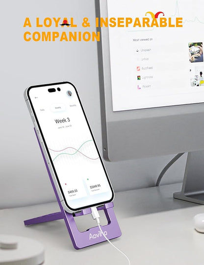 Ultra - Thin Portable Phone Stand: Foldable & Space - Saving, Fits 3.7-7 inch Devices, Purple