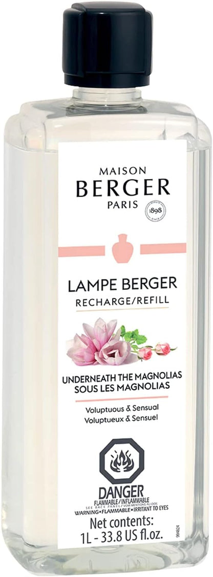 MAISON BERGER - Underneath The Magnolias - Lampe Berger Fragrance Refill for Home Fragrance Oil Diffuser - Air Freshener - 33.8 Fluid Ounces - 1 Liter