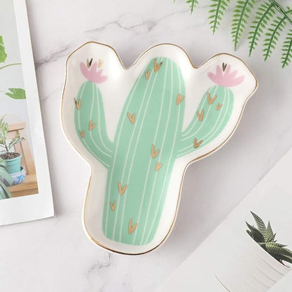 Stephanie Imports Cactus Ceramic Trinket Plate and Decorative Jewelry Dish