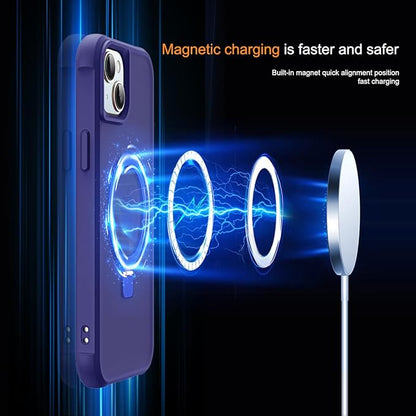 Compatible with iPhone 15 Plus Case with Invisible Magnetic O-Ring Stand Military-Grade Translucent Case for iPhone 15 Plus 6.7" [Compatible with Mag-Safe][Great Grip Feeling], Navy