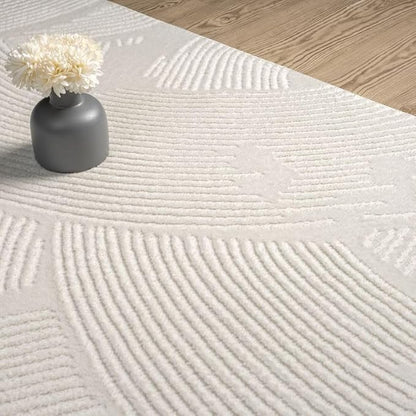 Abani Zen 2' x 3' Cream Rug – Neutral Brush Stroke Sandbrush Design, Small Soft Accent Rug for Entryway & Bedroom, Durable & Easy to Clean