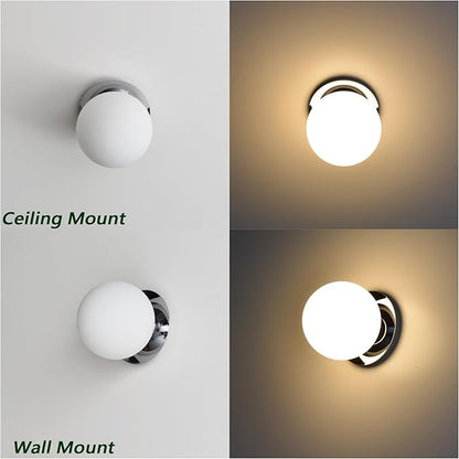 Chrome Wall Sconces, 1 Light Modern Globe Sconce, Wall Light for Bedroom Bathroom Living Room & Hallway Vanity Lighting, Ceiling Light Fixture (1-Light, Chrome)