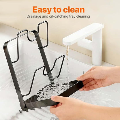 Kitchen Pot Lid Storage Rack – Thickened Steel Construction, Multifunctional Pan Lid Holder Organizer & Pot Lid Rack, Space-Saving Countertop Organizer (Black 2 Layer)