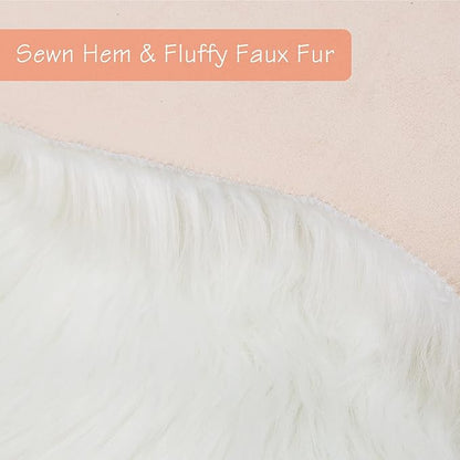 duduta White Faux Sheepskin Runner Rugs 2x6 ft, Fluffy Shag Bedroom Rug Fur Sofa Couch Covers Washable