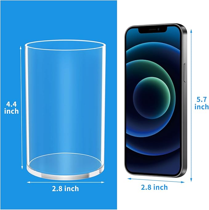 NIUBEE Acrylic Pen Holder 2 Pack,Clear Desktop Pencil Cup Stationery Organizer for Office Desk Accessory -Round