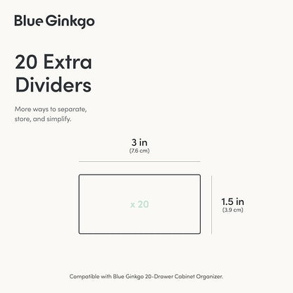 BLUE GINKGO 20 Dividers - Compatible with Small 20-Drawer Storage Cabinet (20-Pack) - Clear