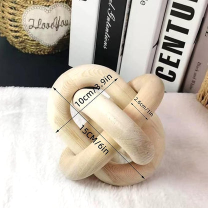3-Ring Wooden Chain, Pine Wood Carving, Modern Home Minimalist Coffee Table Decoration, Living Room, Bedroom, Bookshelf, Porch Decoration (D)