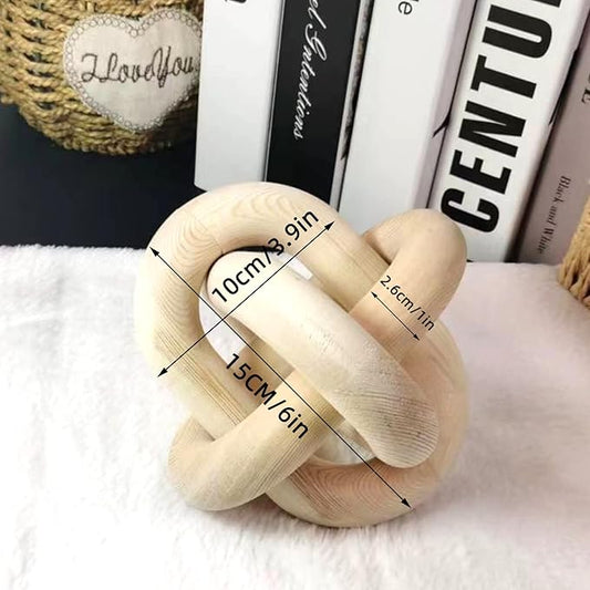 3-Ring Wooden Chain, Pine Wood Carving, Modern Home Minimalist Coffee Table Decoration, Living Room, Bedroom, Bookshelf, Porch Decoration (D)