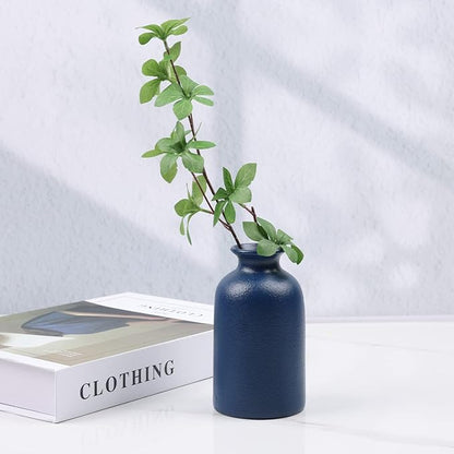 Ceramic Bud Vases Set of 6, Blue Bud Vase Set for Flowers Pampas Grass, Mini Pottery Vase with Minimalist Modern Rustic Style for Table Centerpieces of Home, Office, Wedding