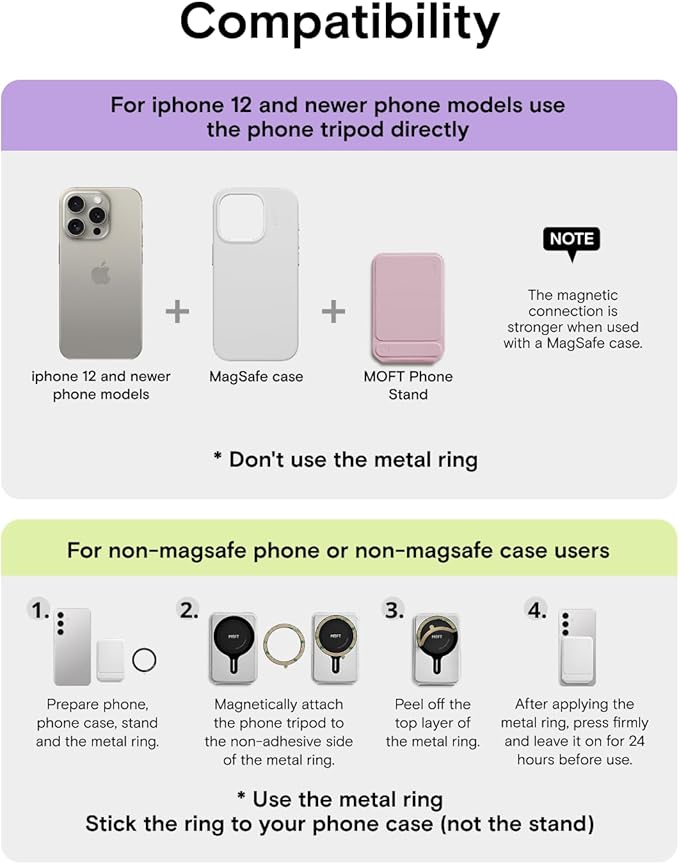 MOFT Phone Tripod Stand Selfie Stick for iPhone, Multi-Angles iPhone Stand, Lightweight & Portable Phone Holder, Strong Magnets, MOVAS Vegan Leather, Travel Essentials, Blush(Without Card Slot)
