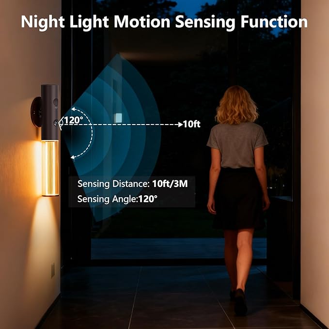 Koopala Motion Sensor LED Night Lights, Rechargeable Battery Operated Indoor Smart Motion Detector Nightlights with 3 Modes&3 Brightness, Auto Body Sensor Wall Lamps for Closet Stairway Cabinet