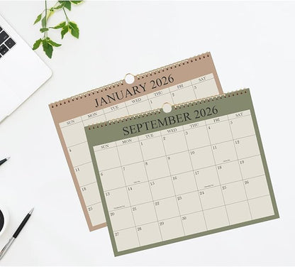 2026 Calendar - Wall Calendar 2026-2027 from January 2026 - June 2027, 18 Months Calendar with Premium Paper, Twin-Wire Binding & Hanging Hook, 8.5" x 11", Green