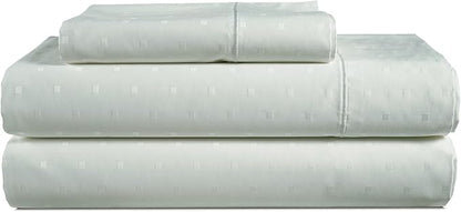 LANE LINEN 100% Egyptian Mercerized Cotton Twin Bed Sheet Set, Eco Friendly No Pill Fade Resistant 15 inch Deep Pocket Twin Sheet Sets Elegant Jaquard Swiss Dot - Mineral