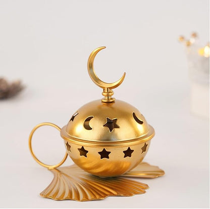 Incense Burner Metal Cones Incense Holder with Handle for Yoga, Spa Aromatherapy Golden Censer