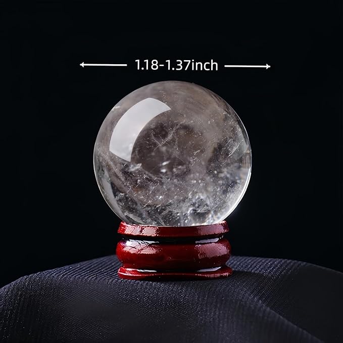 Natural Clear Quartz Crystal Sphere with Stand，5PC Real Crystals Ball, Clear Quartz Small Ball Decor (Clear Quartz Ball)