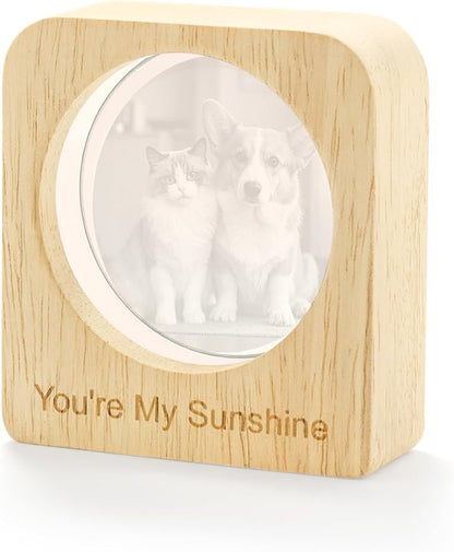 Custom 3D Crystal Photo Night Light Personalized Photo Crystal Ball Engraved Picture Lamp with Wood Base Memorial Gift for Pets Family Couple Birthday Valentine's Day (Style 4)