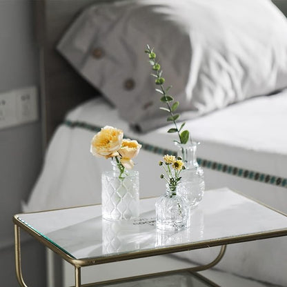 Glass Bud Vases Set of 12, Small Vases for Flowers, Clear Bud Vases in Bulk for Centerpieces Mini Vintage Vase for Rustic Home Wedding Table Decorations