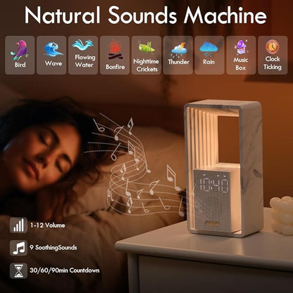 WILIT Digital Alarm Clock, Sunrise Alarm Clock with Nightlight, 9 Sleep Aid Sounds, White Noise Sounds Machine, Dimmable Display, Snooze,USB Charging Port,Gift for Women,Men,Teens,Kids,Travel
