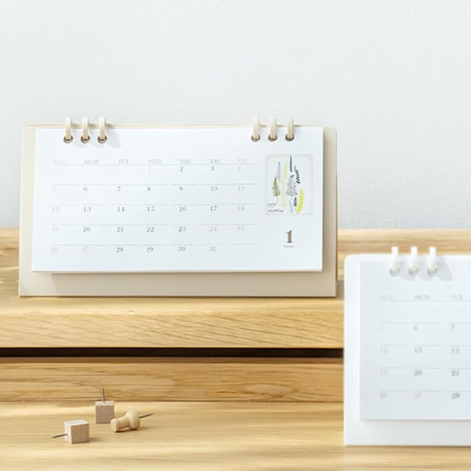 2026 Mini Desk Calendar Desktop Schedule Planner Calendar 6.9" x 3.7" - Khaki (Oct. 2025 to Dec. 2026)
