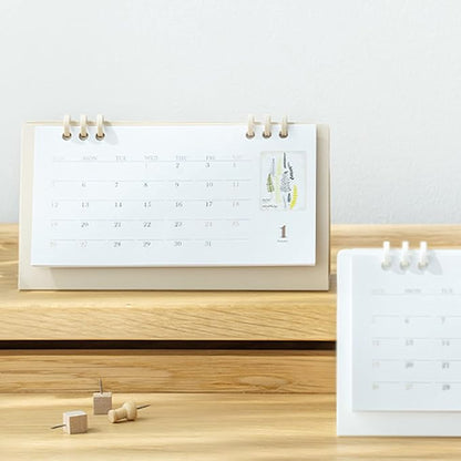 2026 Mini Desk Calendar Desktop Schedule Planner Calendar 6.9" x 3.7" - Khaki (Oct. 2025 to Dec. 2026)