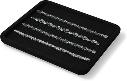 Microfiber Jewelry Display Flat Tray for Rings Earrings Necklace Bracelet, Jewelry Photograph Display Catchall Organizer Tray Dish(M,Black)