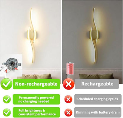 Modern Gold Wall Light Fixture Set of 2, RC Dimmable LED Wall Light Indoor, LED Wall Decor for Hallway Bedroom Living Room, Hardwired Wall Sconce with Remote Control, 27.56" in, Timer, Memory