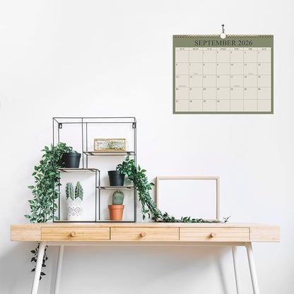 2026 Calendar - Wall Calendar 2026-2027 from January 2026 - June 2027, 18 Months Calendar with Premium Paper, Twin-Wire Binding & Hanging Hook, 8.5" x 11", Green