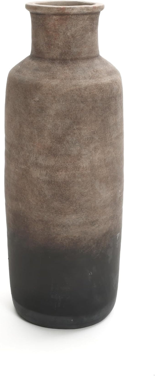 LuxenHome Ceramic Floor Vase,19 Inch Brown Ombre Terracotta Rustic Pottery Large Vases for Living Room Decor, Farmhouse Decorative Narrow Flower Vase Home Decor