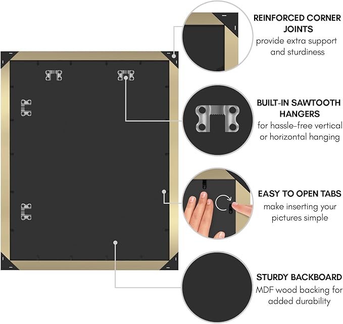 Americanflat 22x28 Poster Frame with Polished Plexiglass - Gold Picture Frame - Wide Photo Frames Made of Engineered Wood for Vertical or Horizontal Wall Display - Epic Collection - Gold