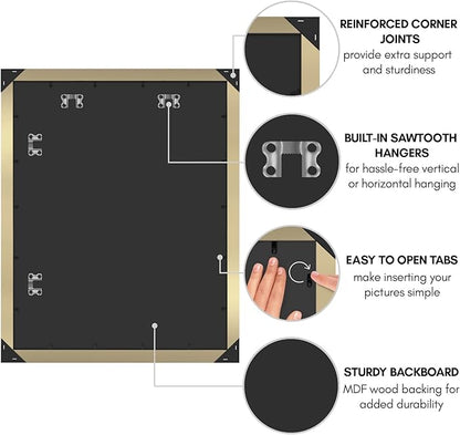 Americanflat 22x28 Poster Frame with Polished Plexiglass - Gold Picture Frame - Wide Photo Frames Made of Engineered Wood for Vertical or Horizontal Wall Display - Epic Collection - Gold