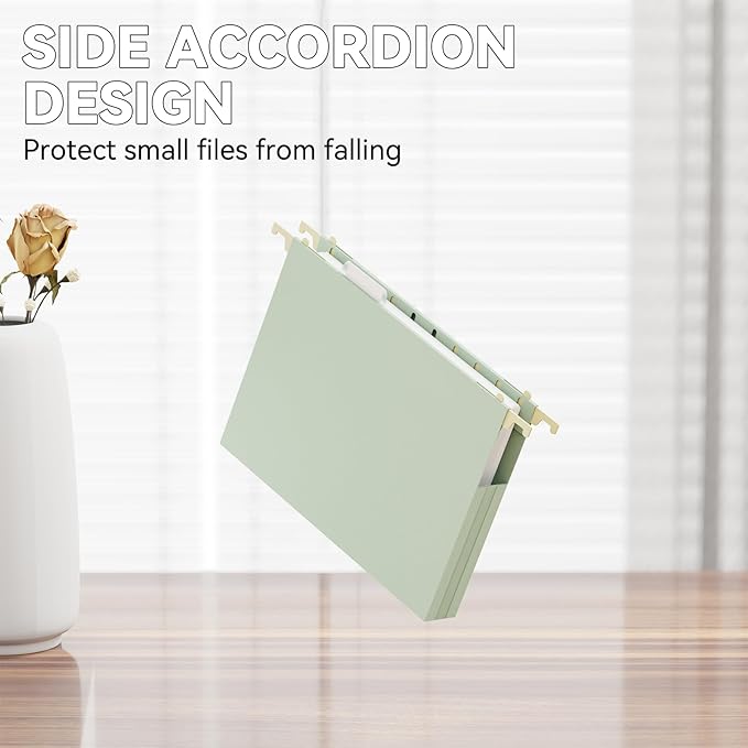 Plastic Hanging File Folders 1 Inch Expansion Letter Size,12 Pack Reinforced Heavy Duty Hang Folder with Tabs,Pastel Color Expandable Hanging Files with Side,File Cabinet Folders for School