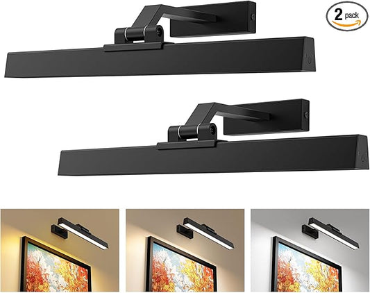Picture Lights for Wall, Battery Operated Gallery Light 16in for Paintings CCT Dimmable Recharging Battery Wall Lamp with Remote Control for Living Room Dartboard Art Bathroom 2PCS