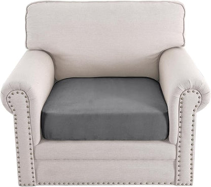 H.VERSAILTEX Chair Cushion Cover Individual Couch Cushion Covers Stretch Couch Covers for Sofa Suede Sectional Couch Covers(1 Piece Chair Cover, Grey)