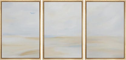 MUDECOR Framed Wall Art Print Set Minimalist Coastal Horizon in Soft Blue and Sand Colors Illustrations Modern Art Boho Decorative Chic for Living Room, Bedroom, Office - 16"x24"x3 Natural