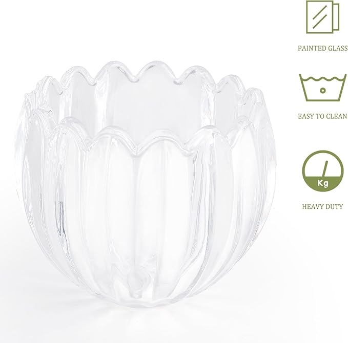 Tulip Lamp Shades Replacement, 5" Dia. * 4.25" H Clear Glass Sconce Shade Heavy and Thick for Wall Sconces Pendant Lights Ceiling Lights Chandelier,2 Pack