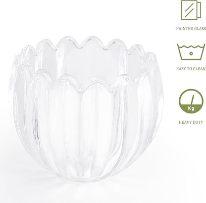 Tulip Lamp Shades Replacement, 5" Dia. * 4.25" H Clear Glass Sconce Shade Heavy and Thick for Wall Sconces Pendant Lights Ceiling Lights Chandelier,2 Pack