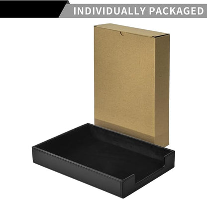 PU Leather Letter Tray - Load Documents Trays Front for Office Desktop Organizer - Desk Magazine, File, A4 Paper Holder - Paper Document File Holder (Black, A4-Tray)